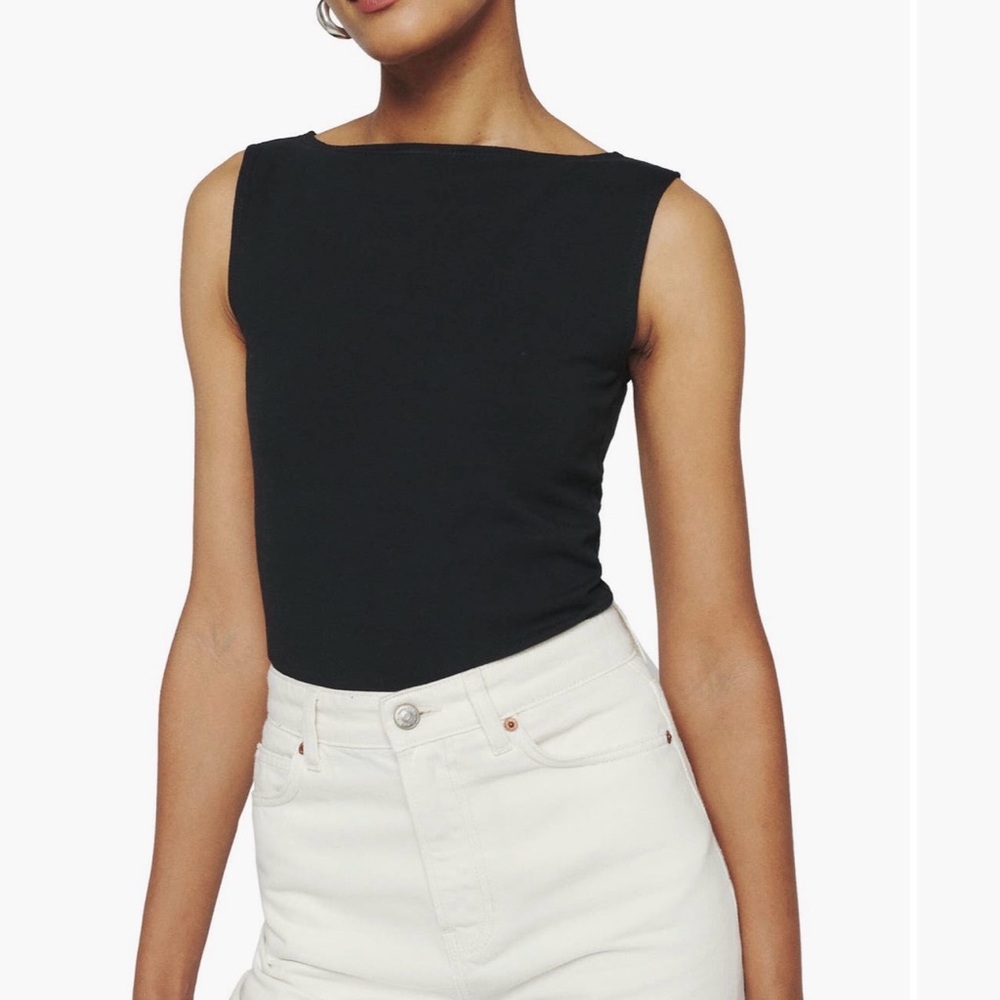 Reformation Black Boatneck Dusk Tank Top